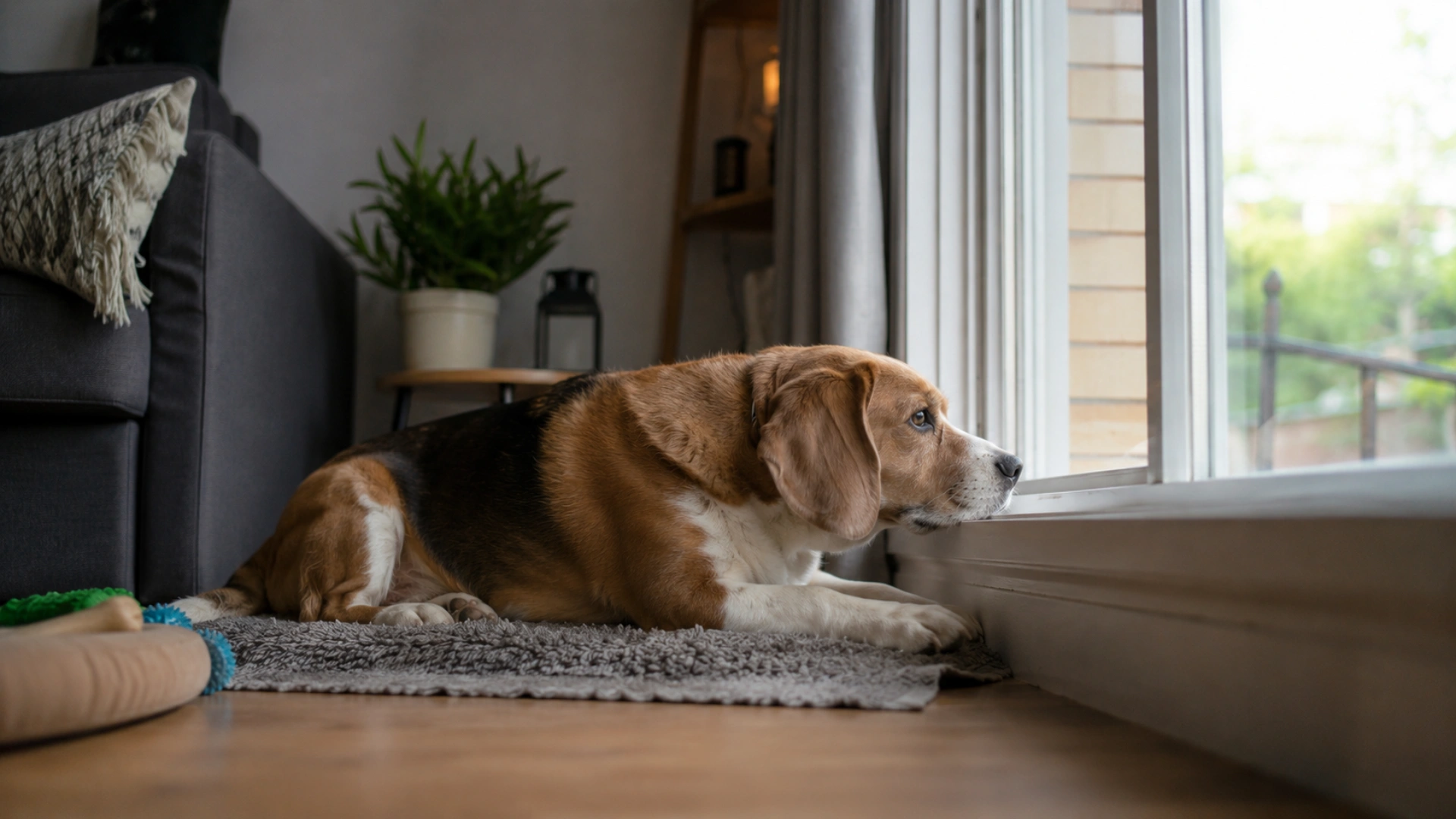 Perro descansando solo en casa